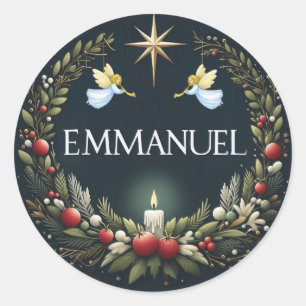 Emmanuel Christmas angels Classic Round Sticker