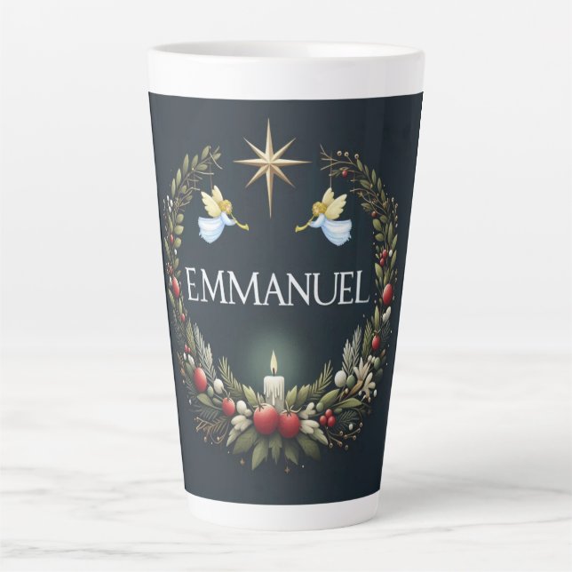 Emmanuel Christmas angels Latte Mug (Front)