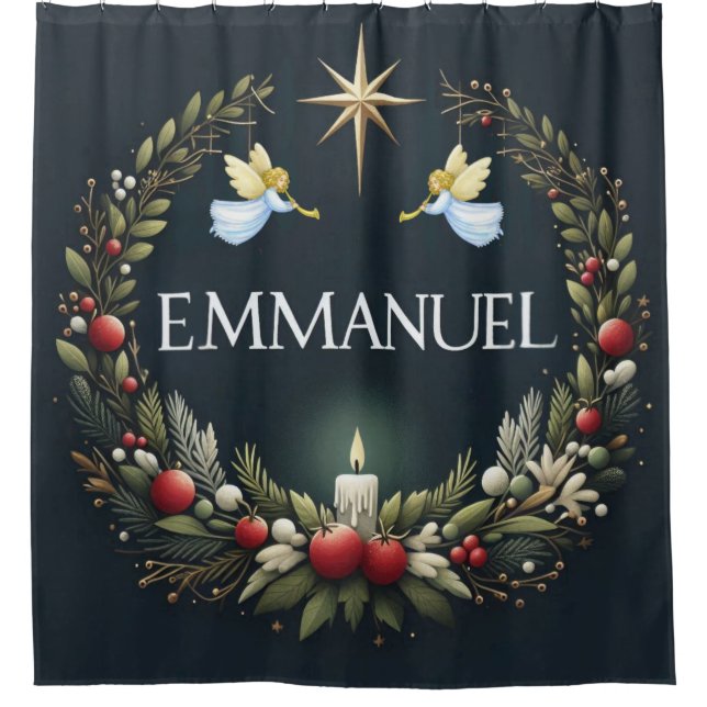 Emmanuel Christmas angels Shower Curtain (Front)
