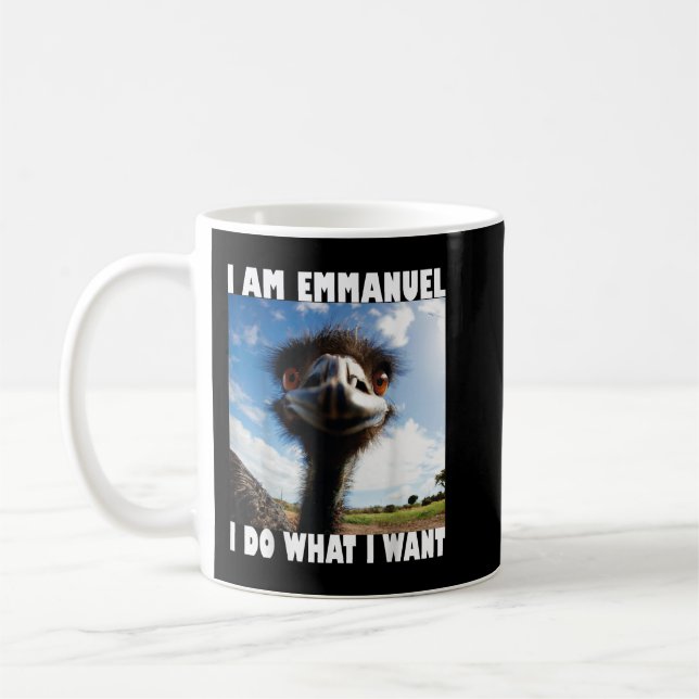 Emmanuel don’t do it! funny emu  coffee mug (Left)