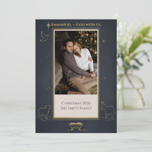Emmanuel God With Us Elegant Family Photo Frame Holiday Card