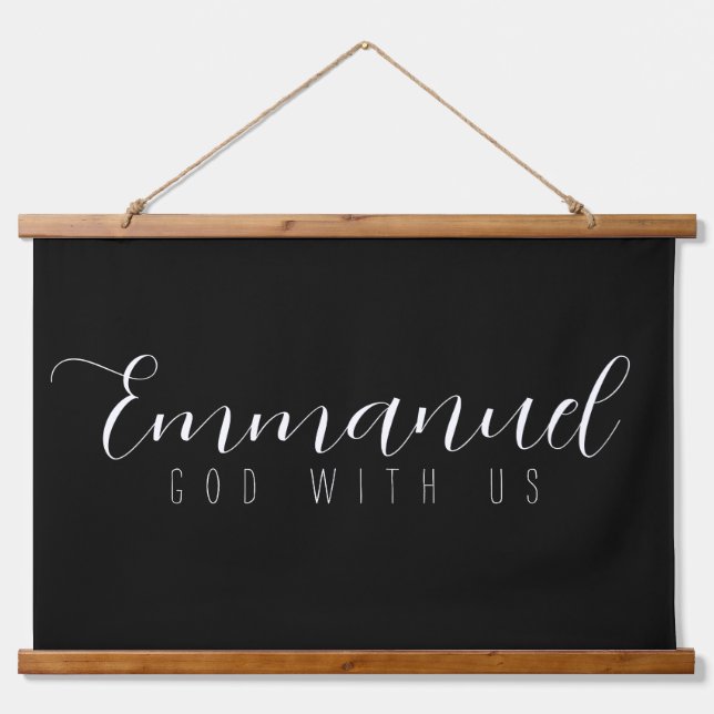  Emmanuel God With Us Wood Scroll Hanging Tapestry (Front)