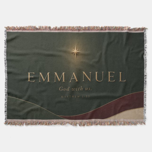 EMMANUEL | Matthew 1:23 Christian Throw Blanket (Front)