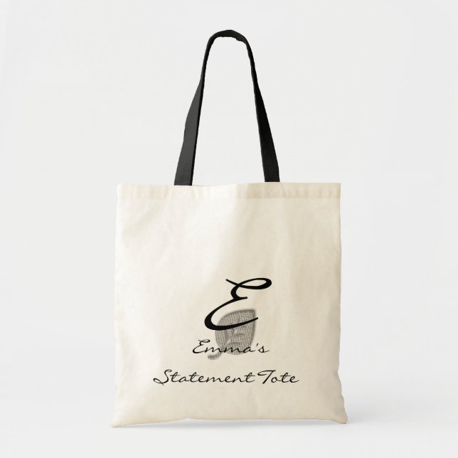 Emma's Cute Chic Silver Leaf  Statement Tote Bag (Front)