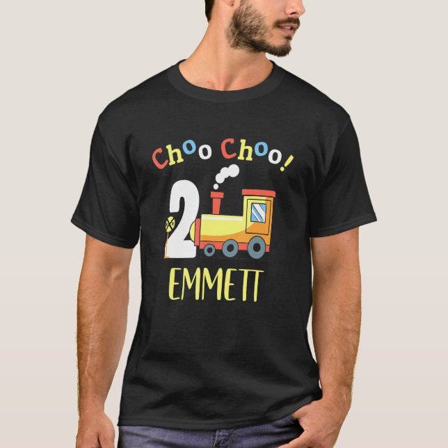Emmett Choo Choo Two Train 2nd Birthday Turning 2 T-Shirt (Front)