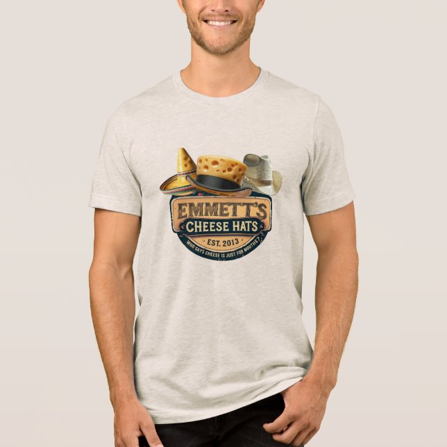 Emmett's Cheese Hats (Fake Logo) Tri-Blend Shirt (Front)