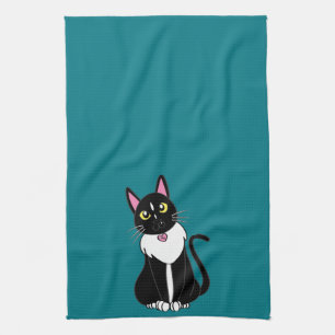 Emmy The Tuxedo Cat Tea Towel