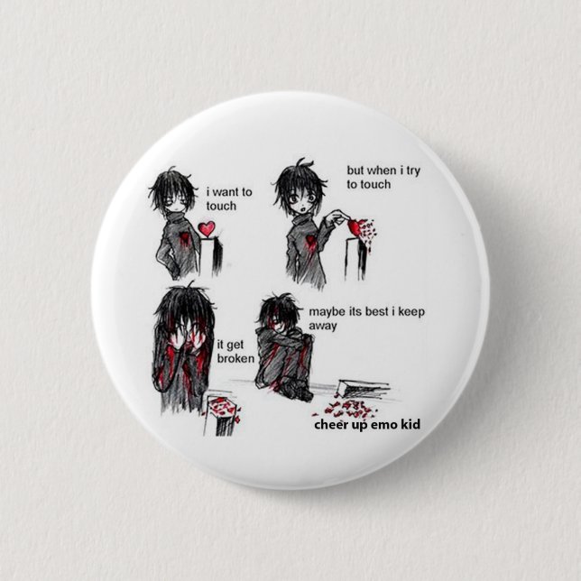 emo2l 6 cm round badge (Front)