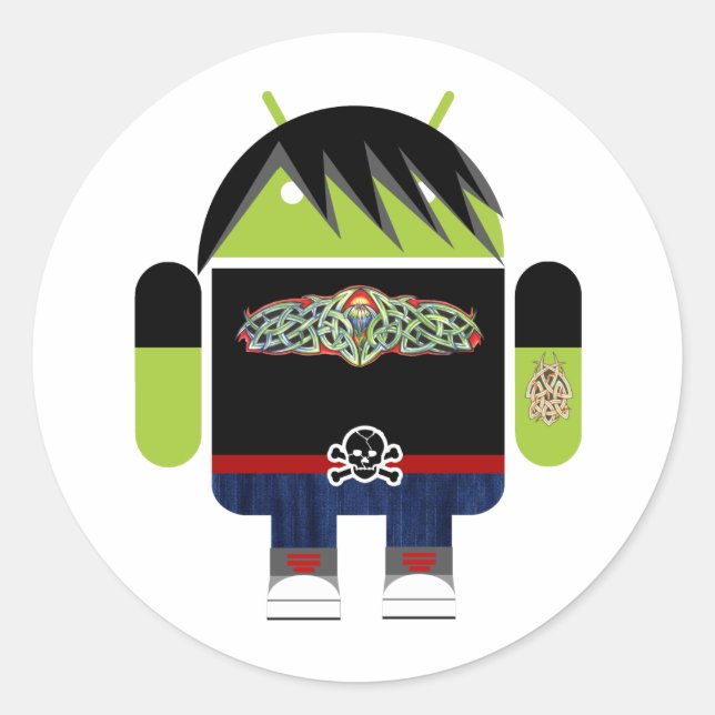 Emo Andy the Android Classic Round Sticker (Front)