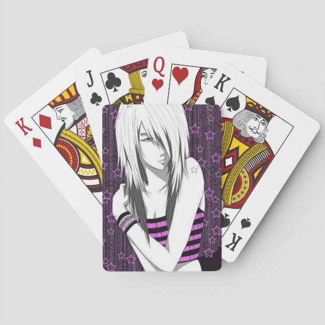 Emo Anime Girl Playing Cards (Back)