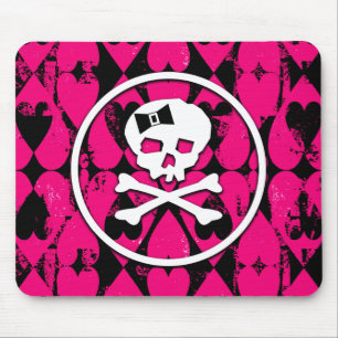 Emo Art Skull & Hearts Mouse Mat