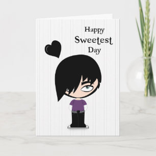Emo Boy with Black Heart for Sweetest Day Card