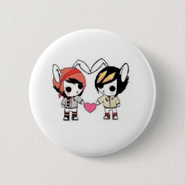 emo bunnies 6 cm round badge (Front)