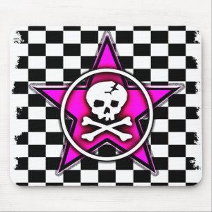 Emo Chequerboard Star & Skull Mouse Mat