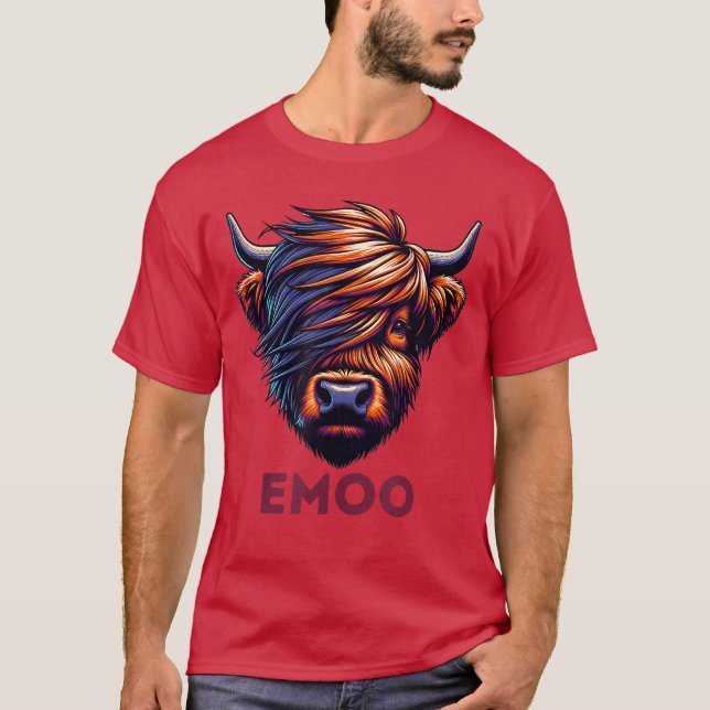 Emo Cow Cute Scottish Highland Emoo Grunge Men Wom T-Shirt (Front)