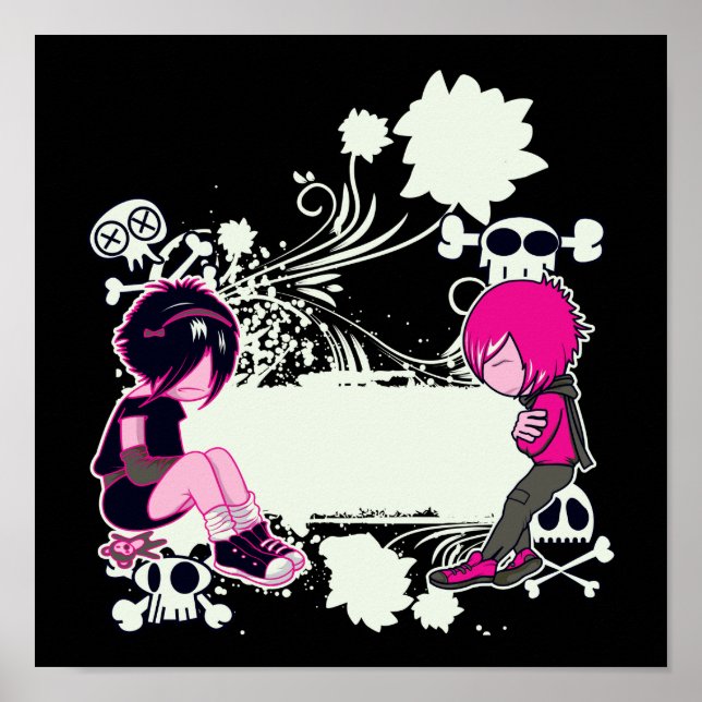 emo deep thoughts vector illustration poster (Front)