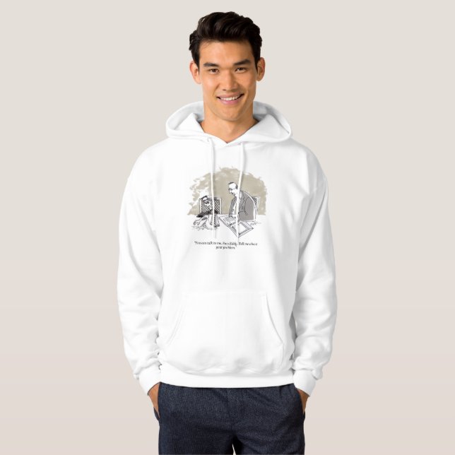 Emo Eddy white hooded sweatshirt (Front Full)