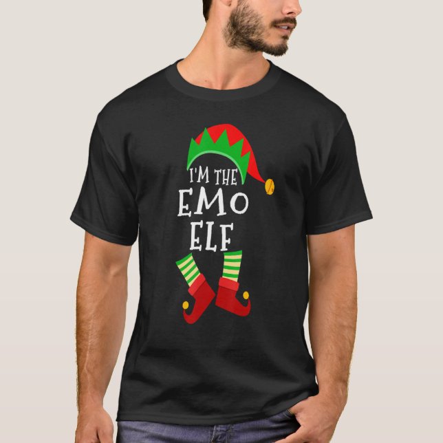 Emo Elf Matching Family Group Christmas Elf Party  T-Shirt (Front)