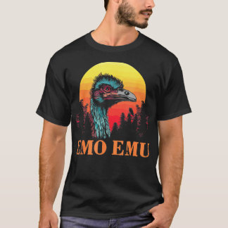 Emo Emu Funny Vintage Emu Running Bird Pun  T-Shirt