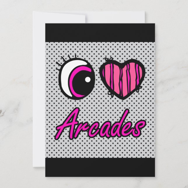 Emo Eye Heart I Love Arcades Invitation (Front)