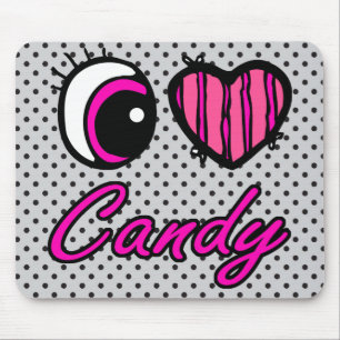 Emo Eye Heart I Love Candy Mouse Mat