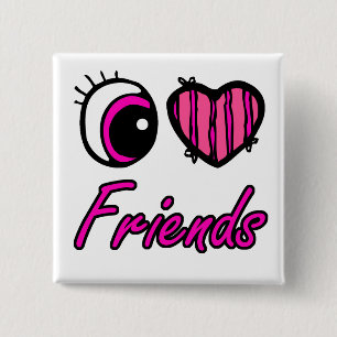 Emo Eye Heart I Love Friends 15 Cm Square Badge