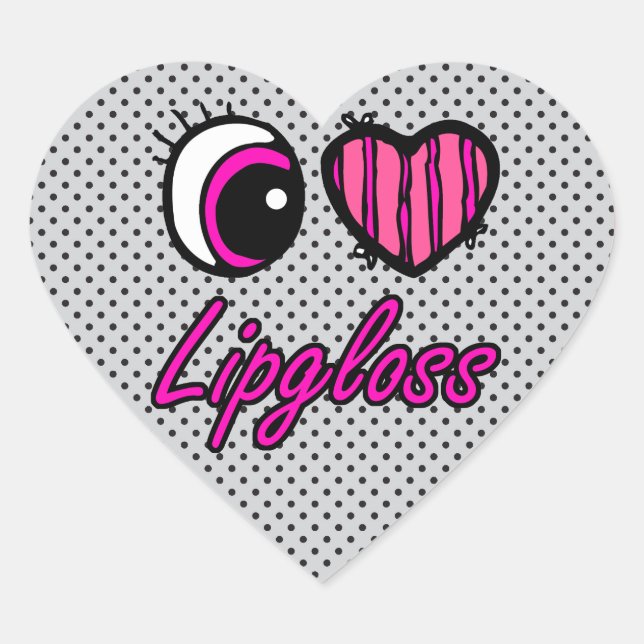 Emo Eye Heart I Love Lipgloss Heart Sticker (Front)