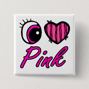 Emo Eye Heart I Love Pink 15 Cm Square Badge