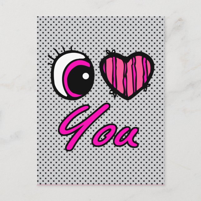 Emo Eye Heart I Love you Postcard (Front)