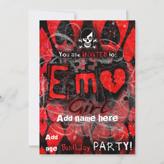Emo Girl Party Invite (Front)