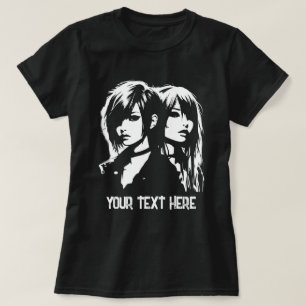 Emo Girl Stencil Art Custom Text Quote Graffiti T-Shirt
