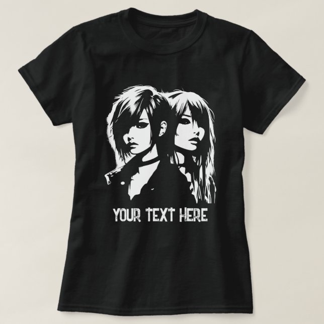 Emo Girl Stencil Art Custom Text Quote Graffiti  T-Shirt (Design Front)
