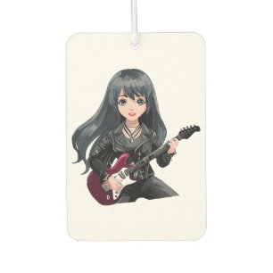 Emo girl with long black hair car air freshener