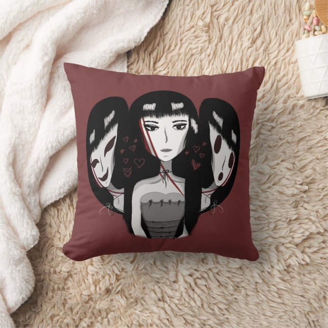 Emo Girls Red Cushion (Blanket)