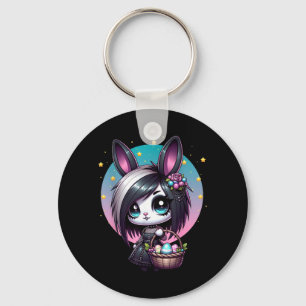 Emo Goth Girl Scene Easter Bunny Key Ring
