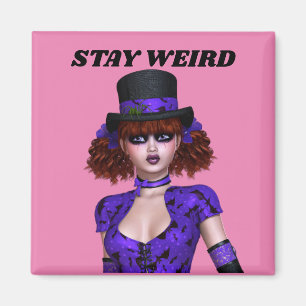 EMO GOTHIC GIRL MAGNETS, STAY WEIRD MAGNET