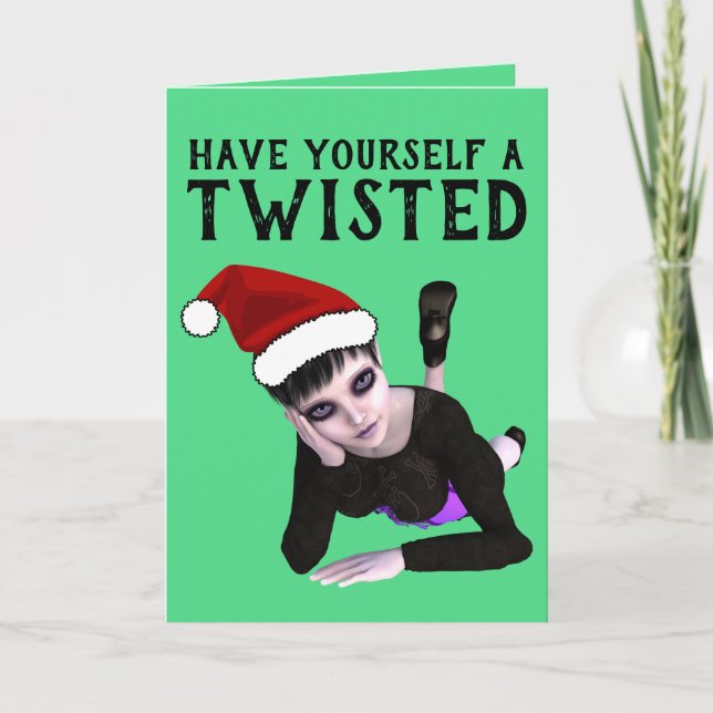 EMO GOTHIC GIRL, TWISTED CHRISTMAS CARDS (Front)