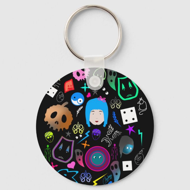 Emo Halloween pattern Key Ring (Front)