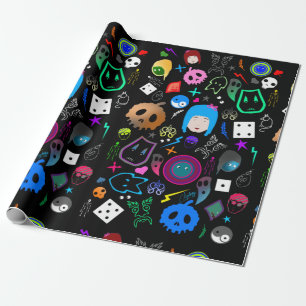 Emo Halloween Pattern Wrapping Paper