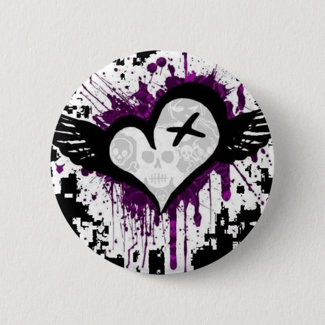emo heart 6 cm round badge (Front)