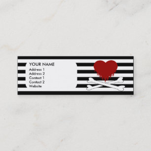 emo heart and crossbones mini business card