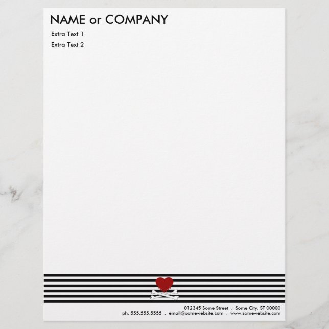emo heart and crossbones personalised letterhead (Front)