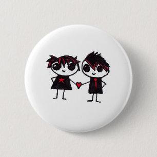 Emo in love 6 cm round badge