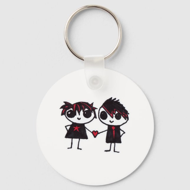 Emo in love key ring (Front)