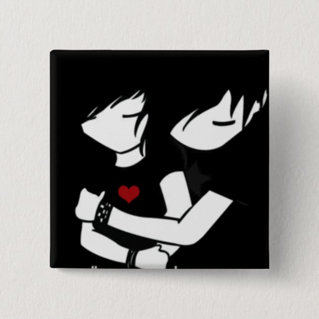 emo love 15 cm square badge (Front)