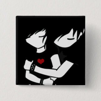 emo love 15 cm square badge