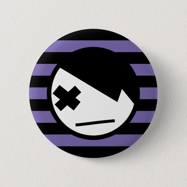 emo on stripes 1 6 cm round badge (Front)