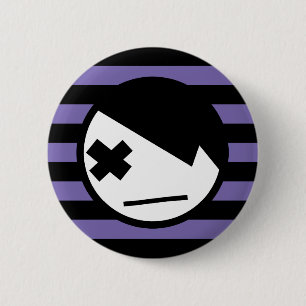 emo on stripes 1 6 cm round badge
