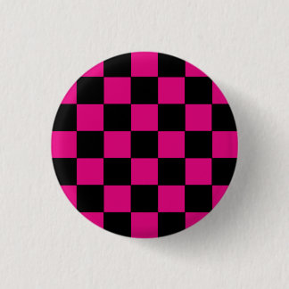 Emo Pink & Black Chequerboard 3 Cm Round Badge