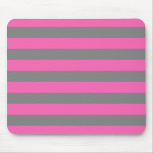 Emo Pink & Grey Stripes Mouse Mat